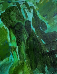 a painting of a woman in a green dress